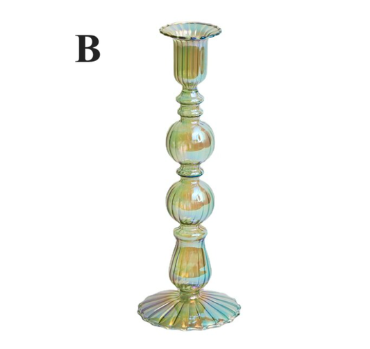 Northern European Style Glass Candle holder - Pine Green