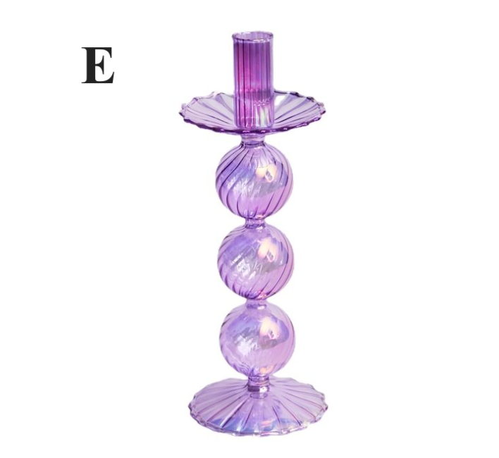 Northern European Style Glass Candle holder - Rainbow Lilac