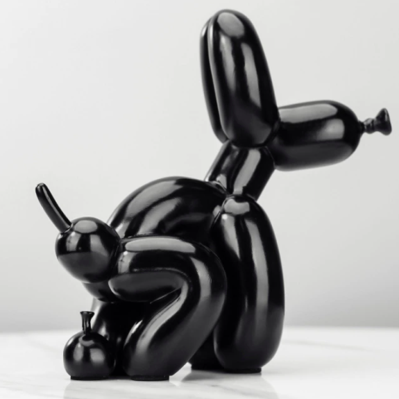 Black Poop Balloon Dog Statue