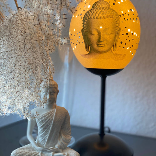 Buddha Lamp in Silver Blue & Preciosa Crystals