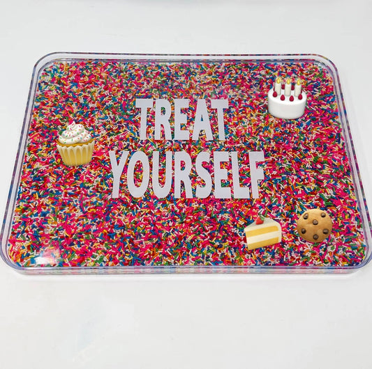 Treat Yourself Rainbow Sprinkle Dessert Acrylic Serving Tray