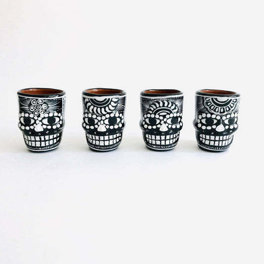 Black And White Painted Skull Shot Glasses