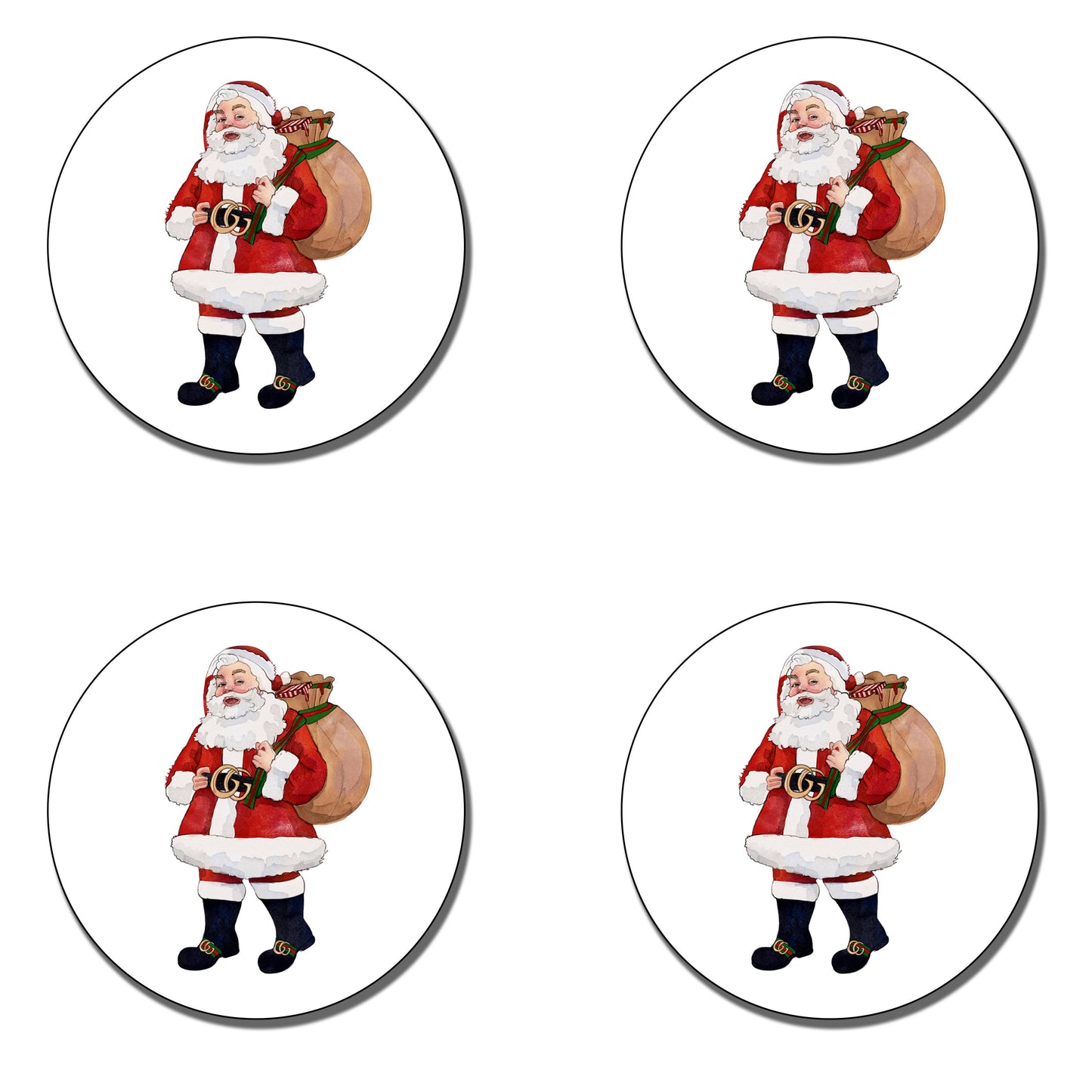 Ceramic Coasters - Red Santa