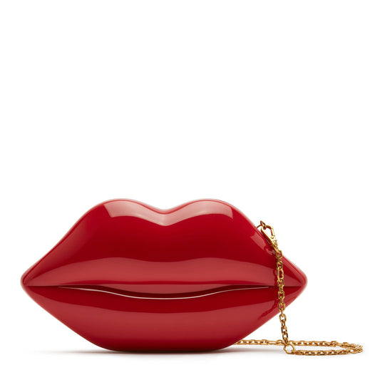 LULU RED MEDIUM ACRYLIC LIPS CLUTCH