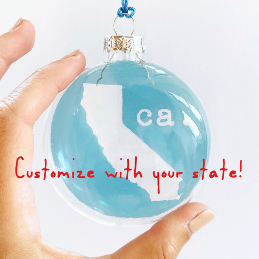 YOUR STATE! Customizable See-Through Glass Holiday Ornament