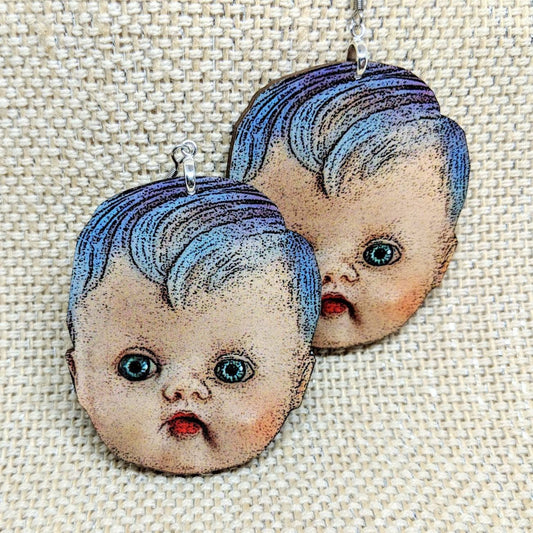 Creepy Baby Head Earrings.