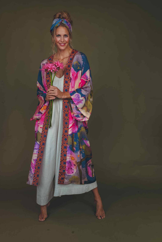 Denim Orchid Kimono Gown