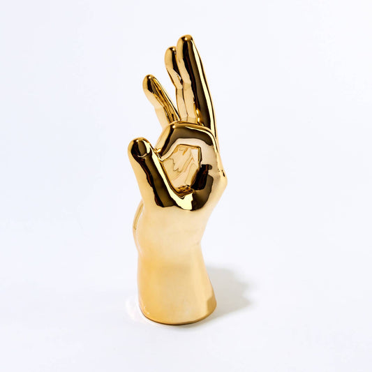 Gold "Ok" Hand Tabletop decor - 9" tall