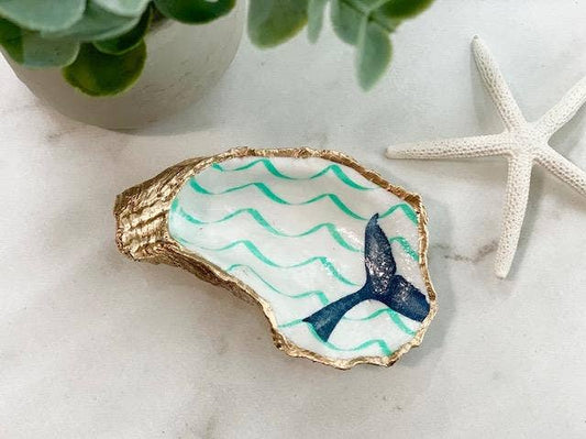 Whale Tail and Waves Oyster Trinket Dish