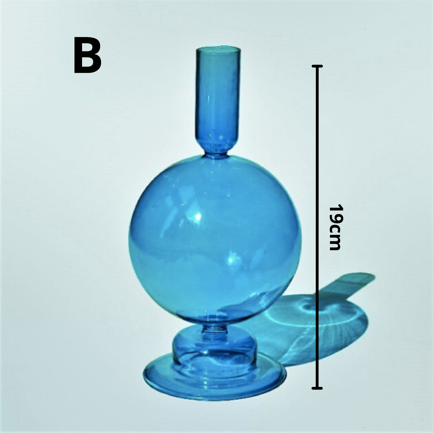 Light Blue Glass Candlestick Holder