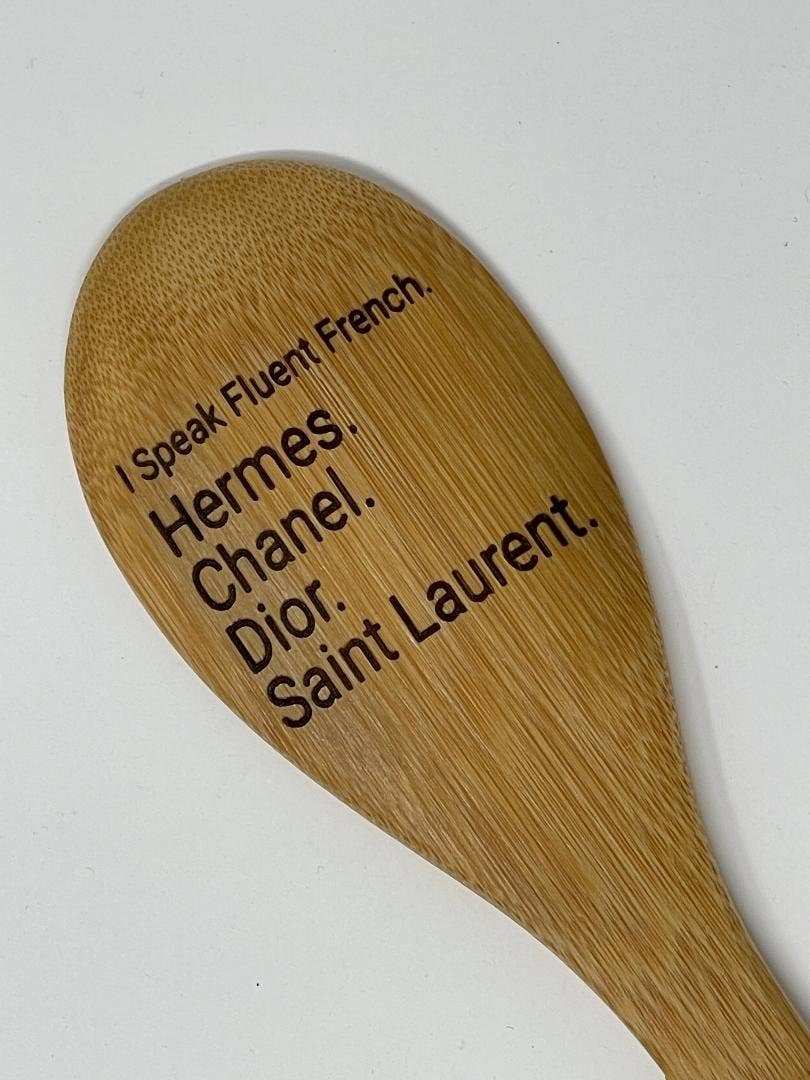 I Speak Fluent French Bamboo Wood Spoon