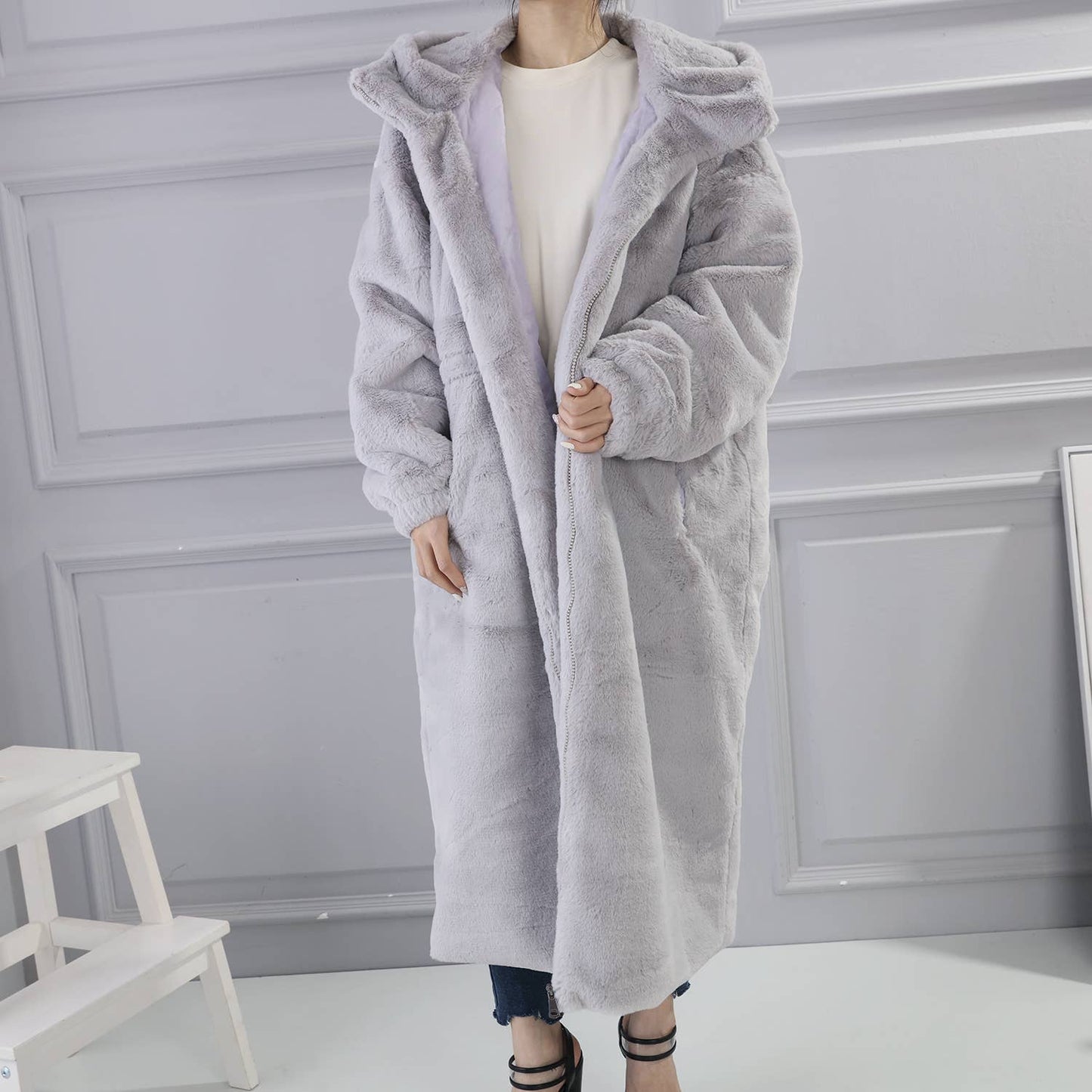 Super snuggling long zip up hoodie coats