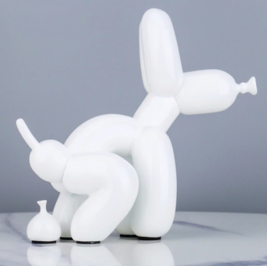 White Poop Balloon Dog Statue