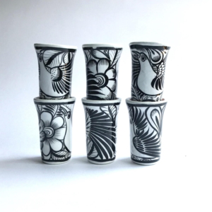 White Painted And Glazed Mezcal Shot Glasses