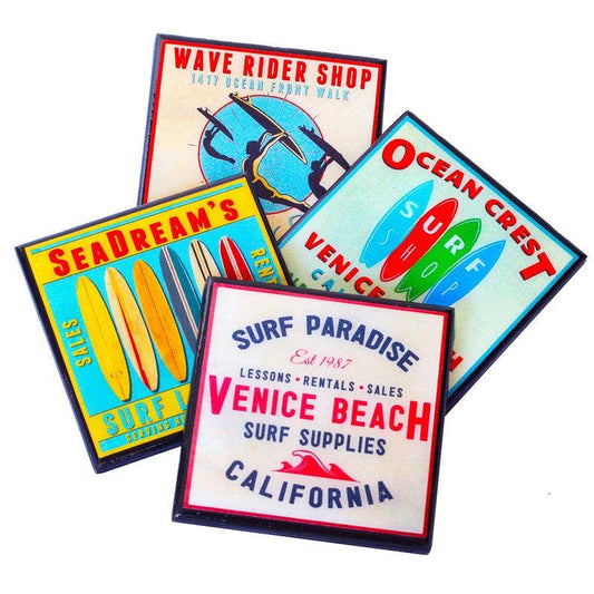 Surf's Up: Classic Surf Shop Drink Coaster Set