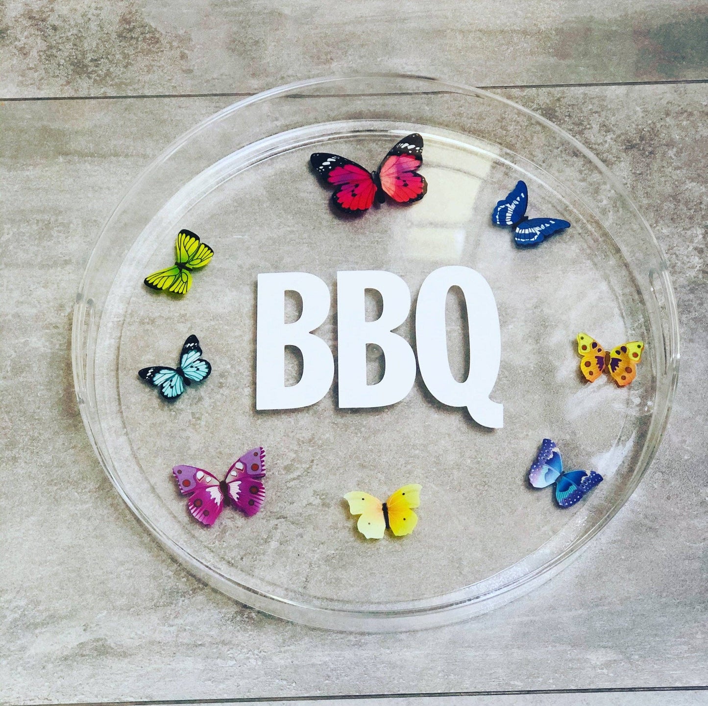 Acrylic Round BBQ Butterfly Serving Tray