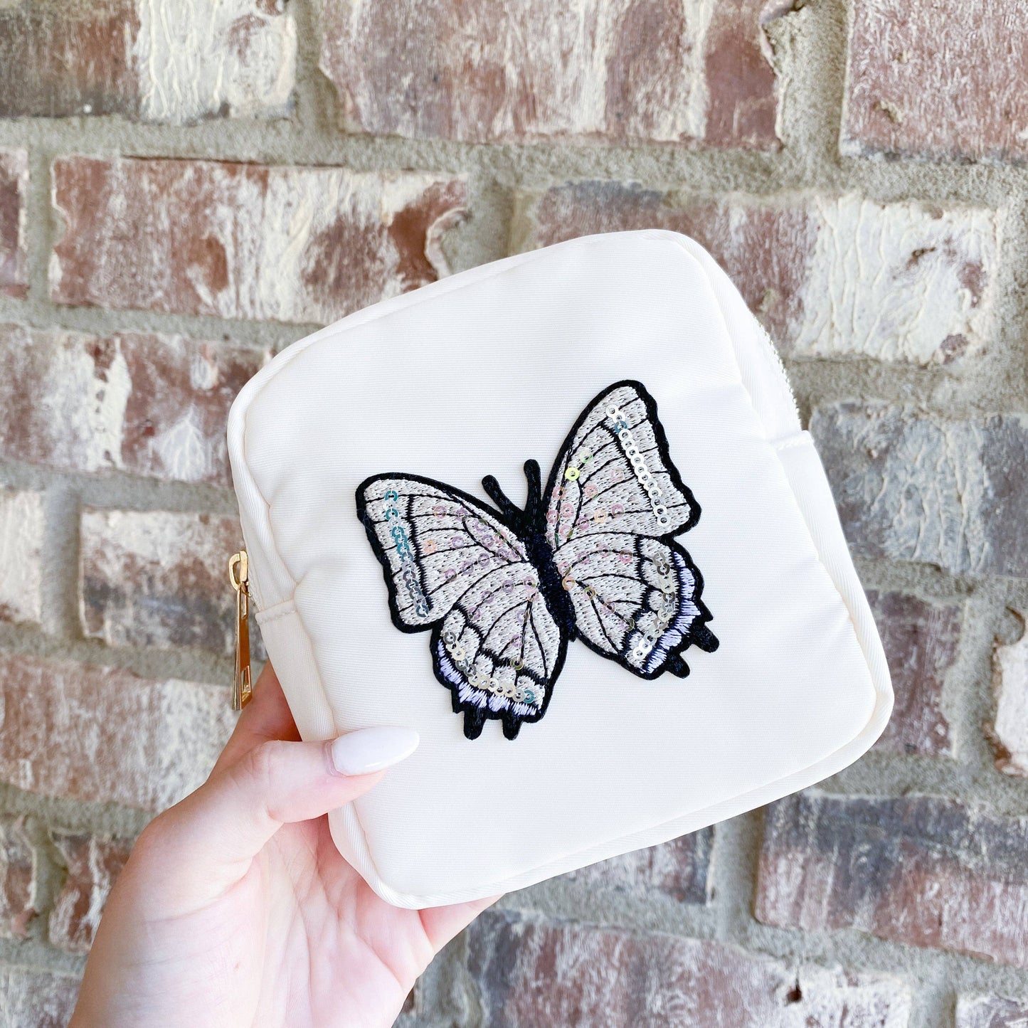 sequin butterfly mini pouch