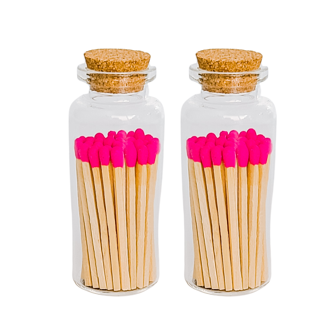 Hot Pink Matches in Medium Corked Vial