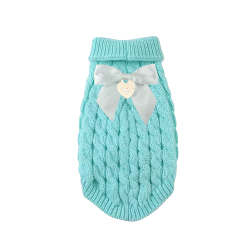 Sniffany Knit Dog Sweater: L / Tiff Blue