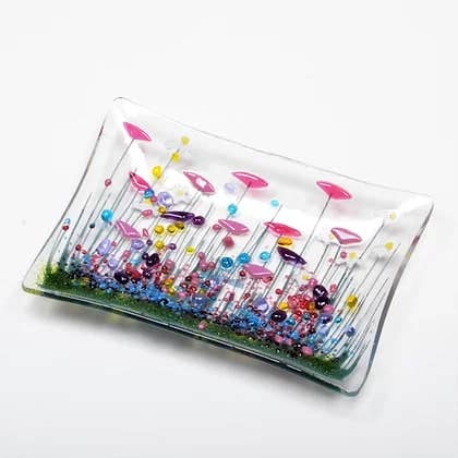 Handmade Fused Glass - Wildflower Medium Dish