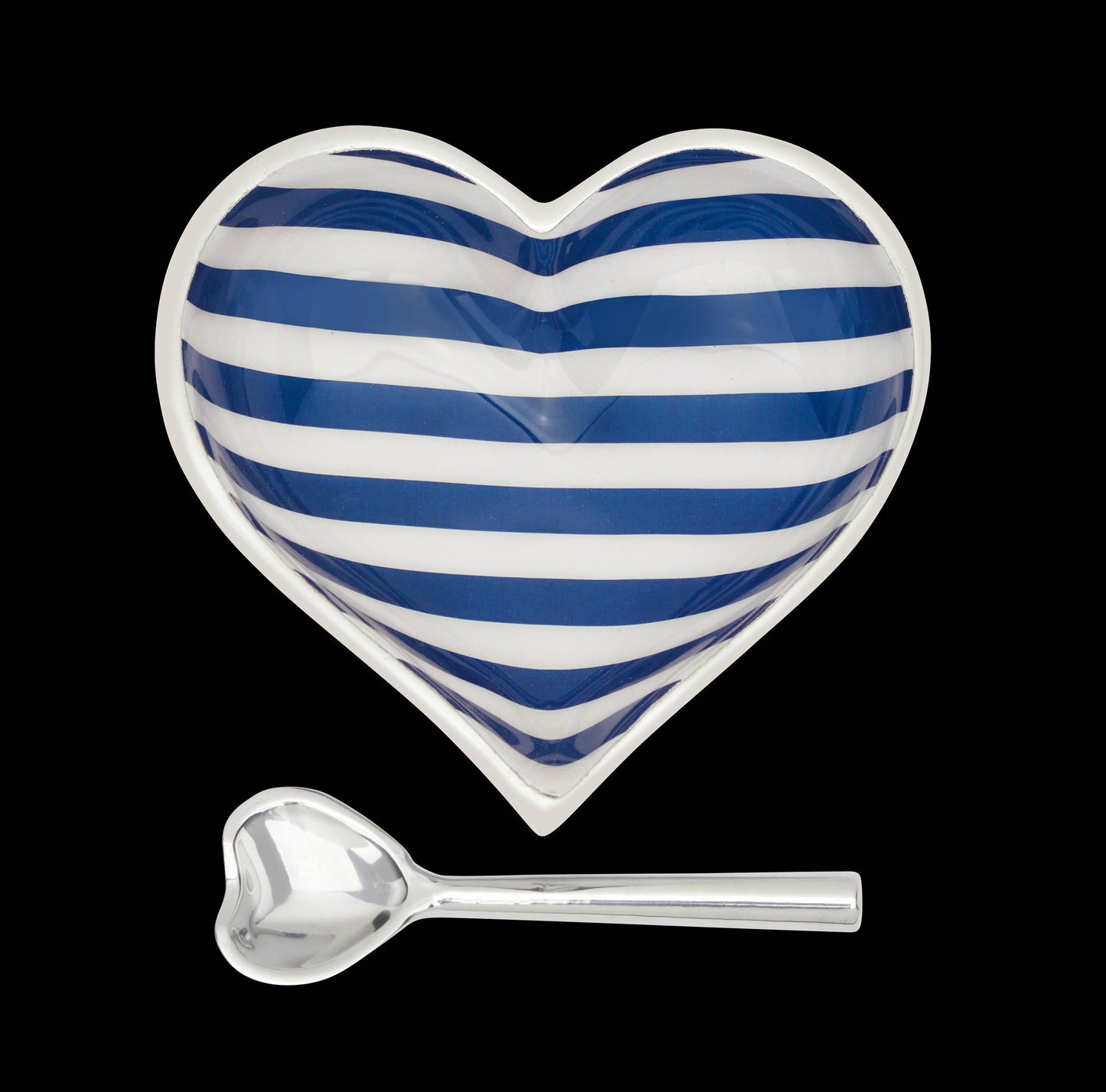 Happy Navy Stripe Heart with Heart Spoon