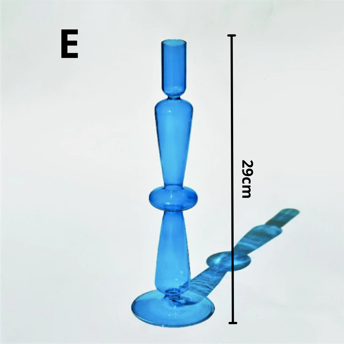 Light Blue Glass Candlestick Holder