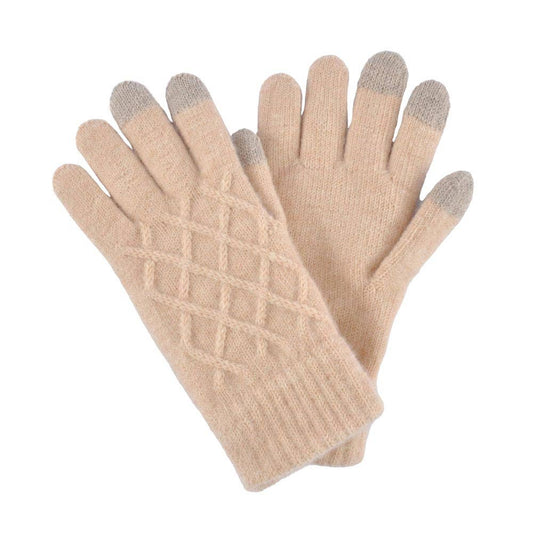 Soft Knit Touch Smart Gloves: Taupe