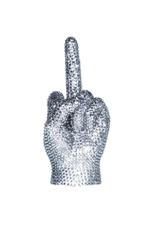 Graphite Rhinestone Middle Finger Tabletop - 9" tall