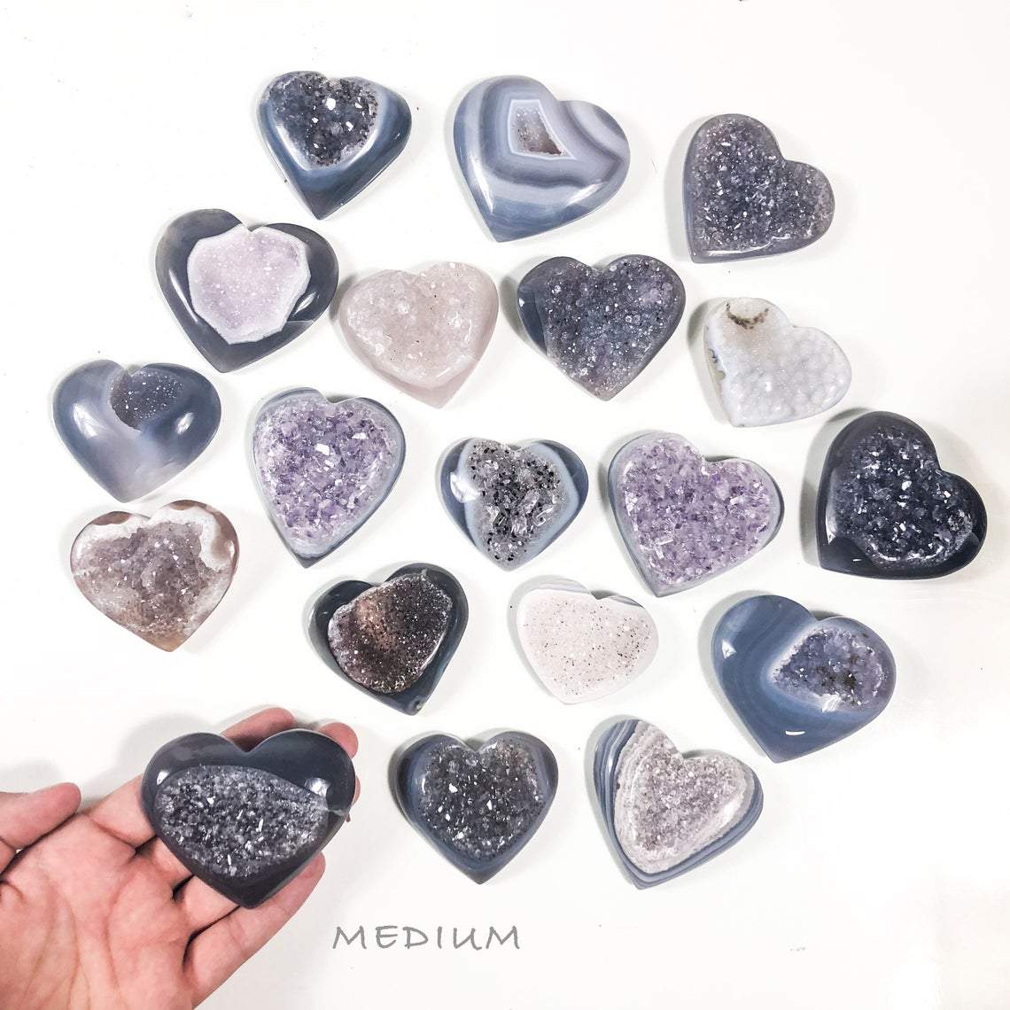 Agate Druzy Hearts - By Weight