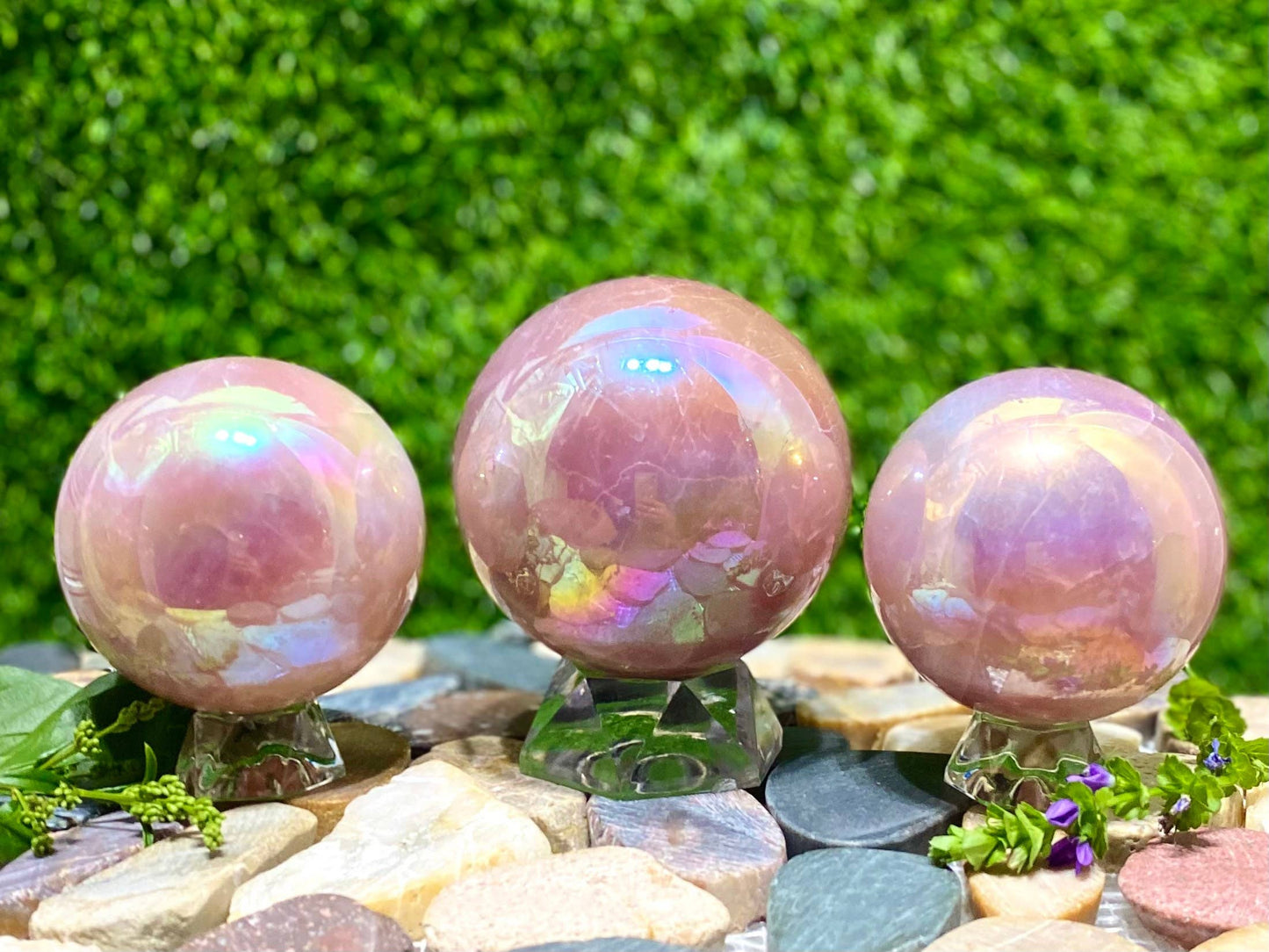 Angel Aura Rose Quartz Sphere Crystal Healing Energy