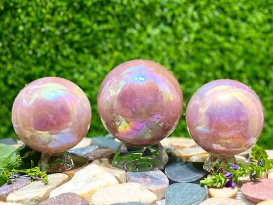 Angel Aura Rose Quartz Sphere Crystal Healing Energy