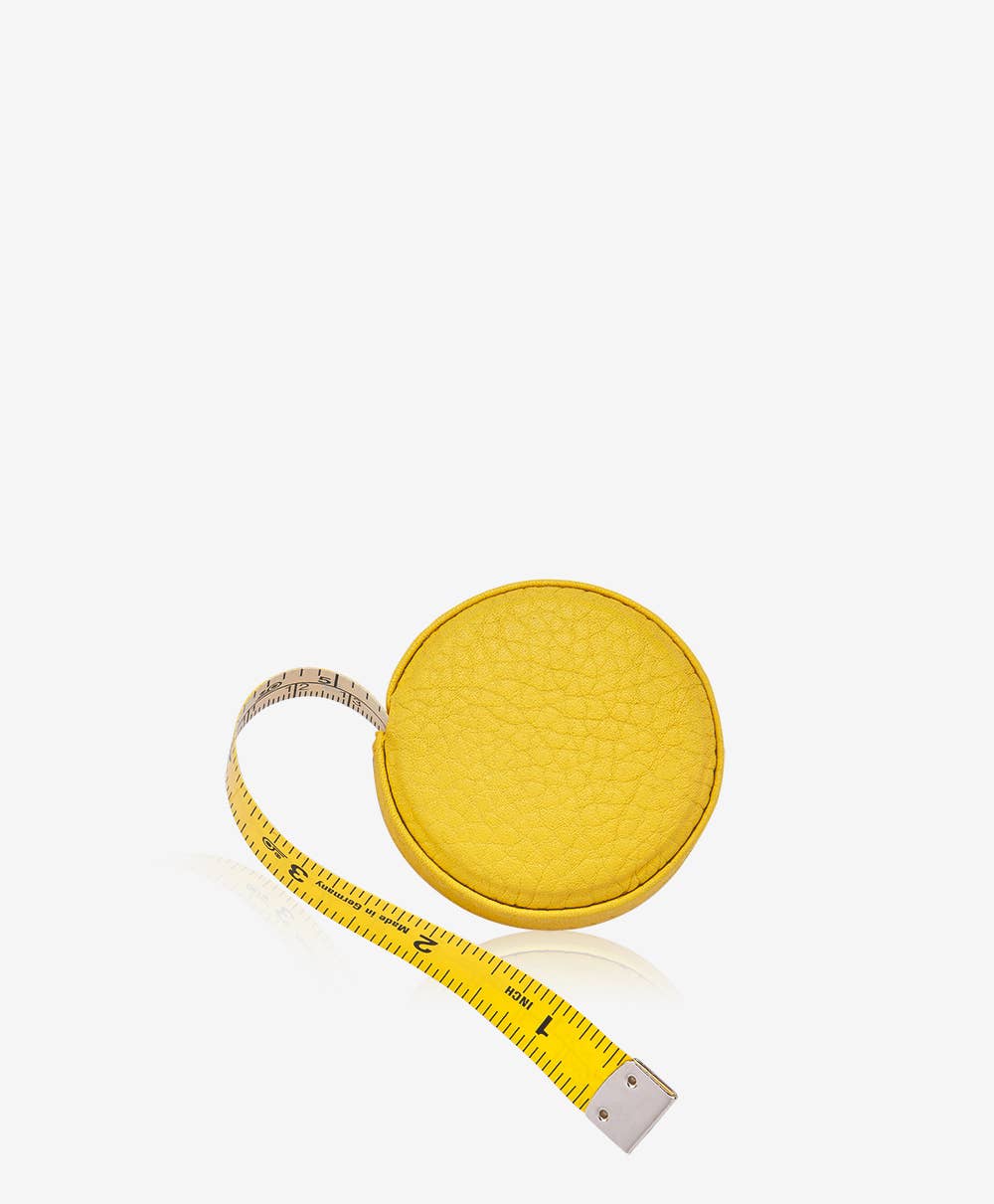 Tape Measure in Yellow Pebble Grain Leather