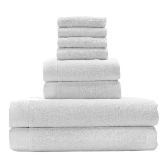 BedVoyage viscose from Bamboo Luxury 8 Piece Towel Set: White