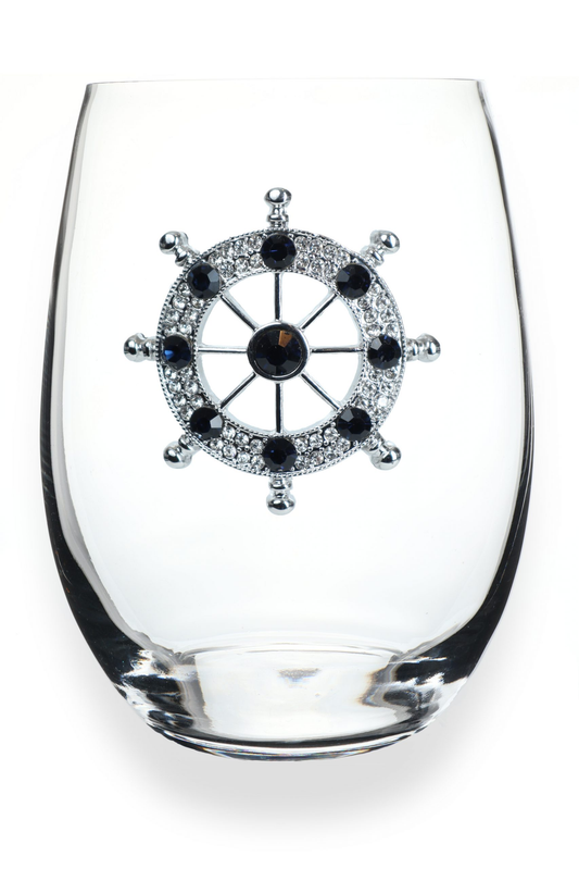 The Queens' Jewels® - Ships Wheel Jeweled Stemless Wine Glass