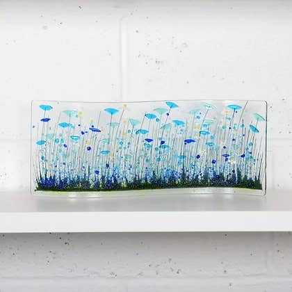 Handmade Fused Glass - Cornflower Large Wave