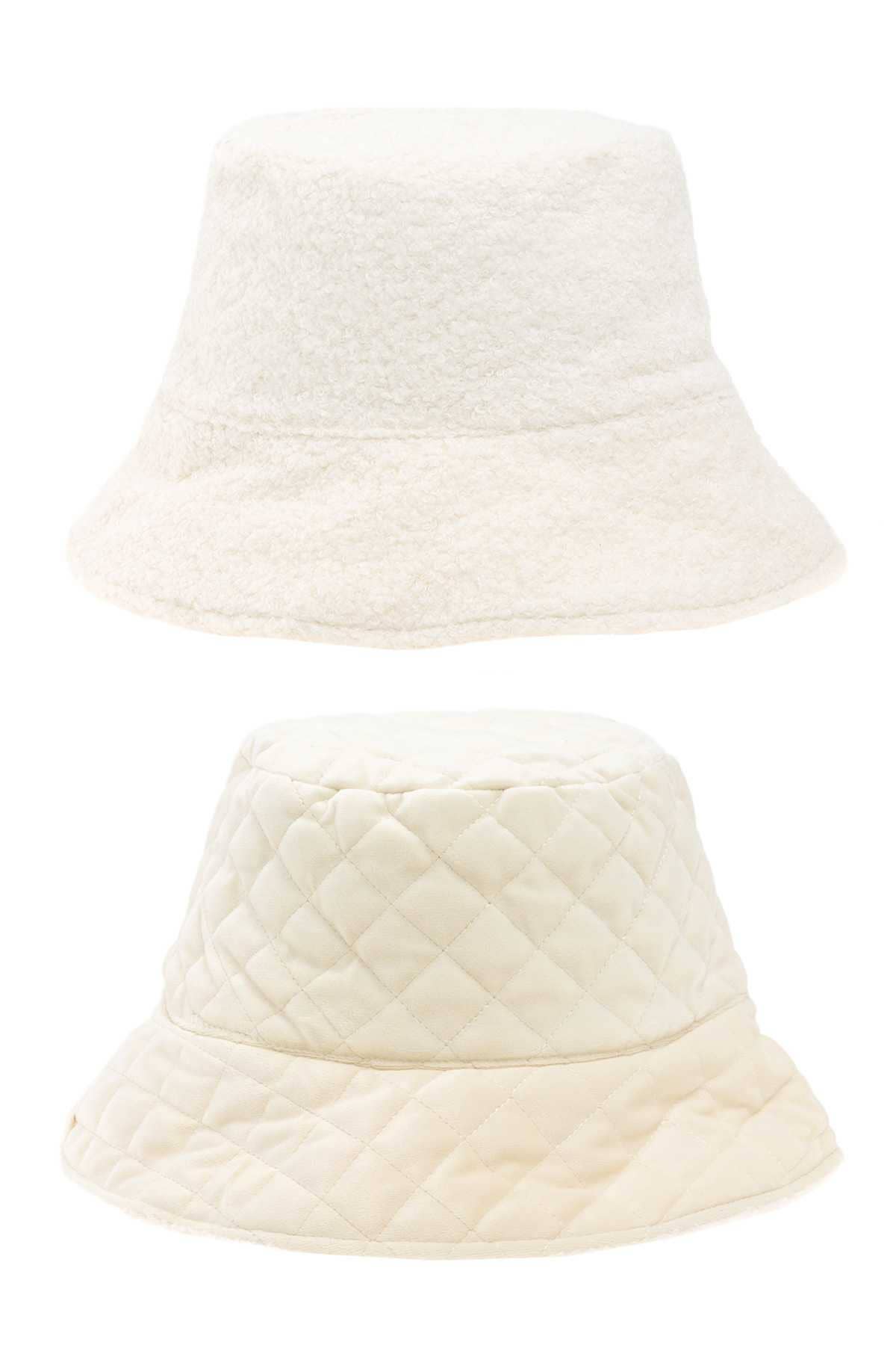 Quilted Velvet and Fur Reversible Bucket Hat