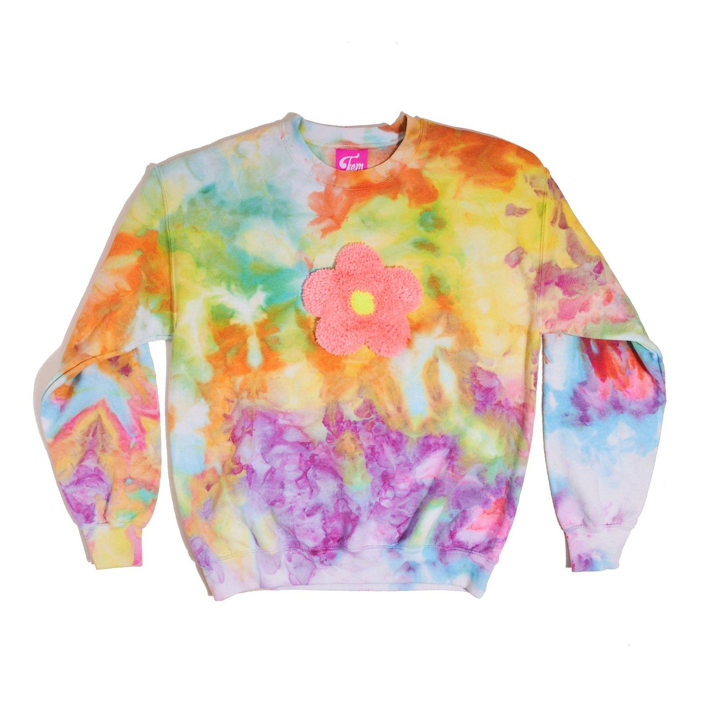 Tufted Flower Hand-Dyed Sweatshirt