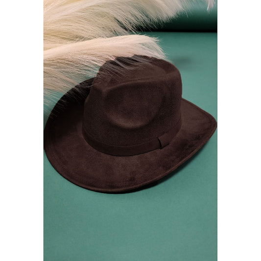 VELVET SUEDE PANAMA COWBOY HAT WITH BELT DETAIL